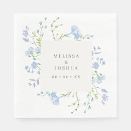 Regency Light Blue Watercolor Florals Wedding Serviette