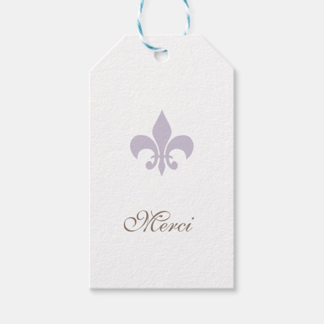 Regency Lila French Lilie Merci Wedding Geschenkanhänger (Vorderseite)