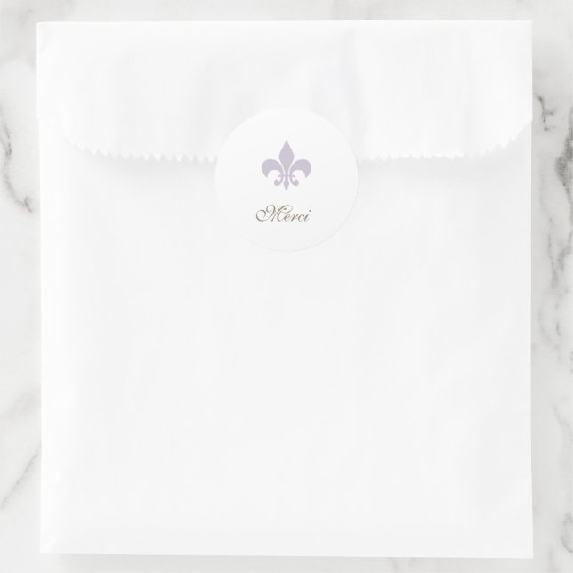 Regency Lila French Lilie Merci Wedding Runder Aufkleber (Tasche)