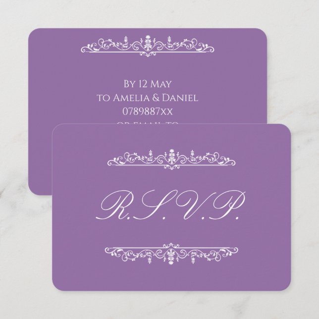 Regency Lila RSVP Karte (Vorne/Hinten)