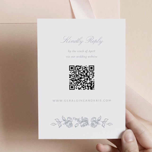 Regency Monogram Wedding Invitation Response Card RSVP Karte (Regency Monogram Wedding RSVP Card with QR code)