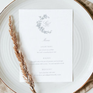 Regency Monogram Wedding Menu Menükarte