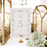 Regency Monogram Wedding Tischnummer Card<br><div class="desc">Die Regency Monogram Tischnummer Card aus der Victoria Collection besticht durch handgezeichnet Renaissance-Stilflorale,  die die Hochzeitsdetails in einem klassischen,  eleganten Schriftart-Stil umrahmen. Dieses zeitlose Design macht Ihren Gästen einen bleibenden Eindruck!</div>