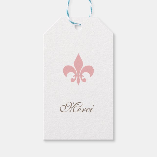 Regency Pink Lilie Merci Wedding Geschenkanhänger (Vorderseite)