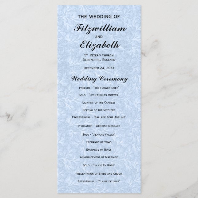 Regency Romance Wedding Programs Programm (Vorderseite)