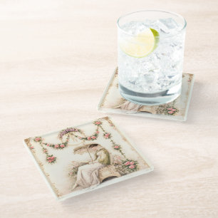 Regency-Rosengarten Lesende Dame Glasuntersetzer