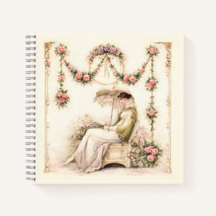 Regency-Rosengarten Lesende Dame Notizbuch
