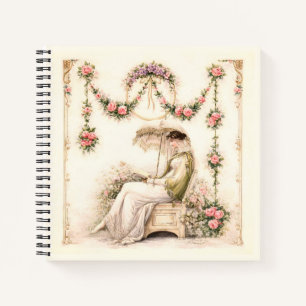 Regency-Rosengarten Lesende Dame Notizbuch