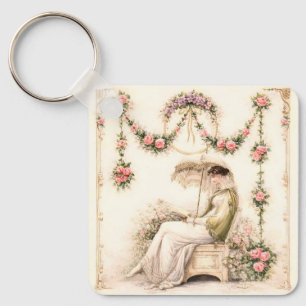 Regency-Rosengarten Lesende Dame Schlüsselanhänger