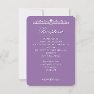 Regency-Stil lila Hochzeitsempfangskarte Dankeskarte