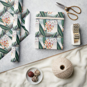 Regency-Stil Weiße Gelbe Exotische Blumendekoratio Geschenkpapier
