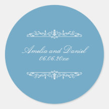 Regency-Style Blaue Hochzeitsaufkleber
