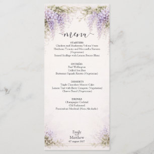 Regency-Wisteria-Hochzeitsmenükarte Menükarte