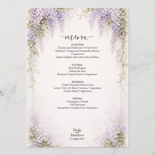 Regency-Wisteria-Hochzeitsmenükarte Menükarte