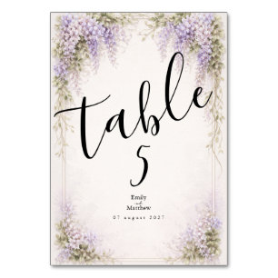 Regency-Wisteria-Hochzeitstisch-Nummernkarte Tischnummer