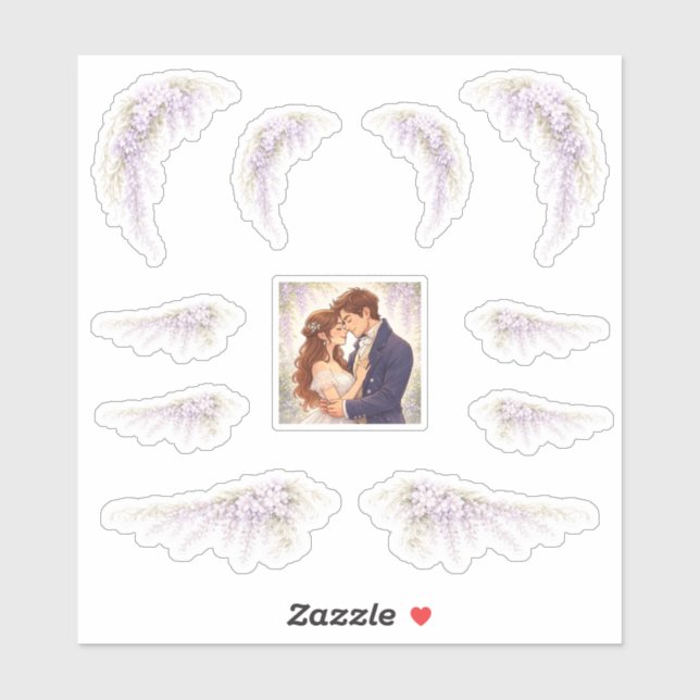 Regency Wisteria Wedding Stickers Aufkleber (Blatt)