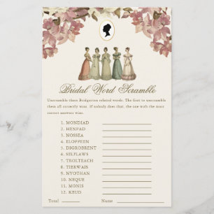 Regency-Worträtsel Florales Brautdusche-Spiel