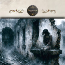 Regendurchtränkte Stadtfrau Dunkelblaue Decoupage