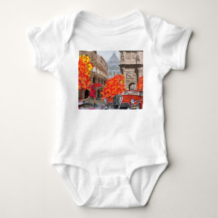 Regendurchtränktes Vintage-Plakat von Rom Baby Strampler