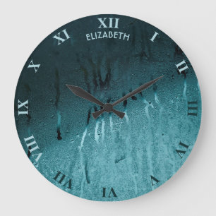 Regenfälle und Nebel auf Glas Nostalgischer Fall  Große Wanduhr