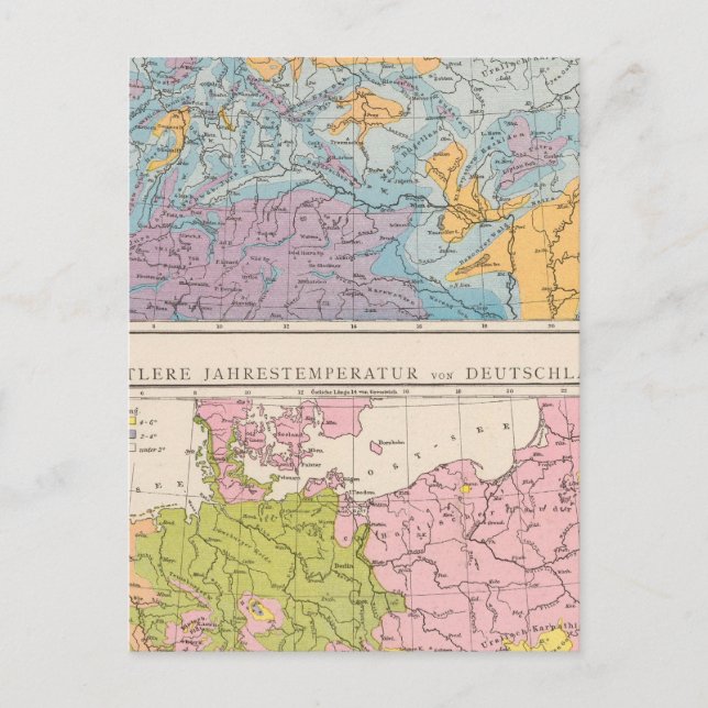 Regenfallkarte Deutschlands Postkarte (Vorderseite)