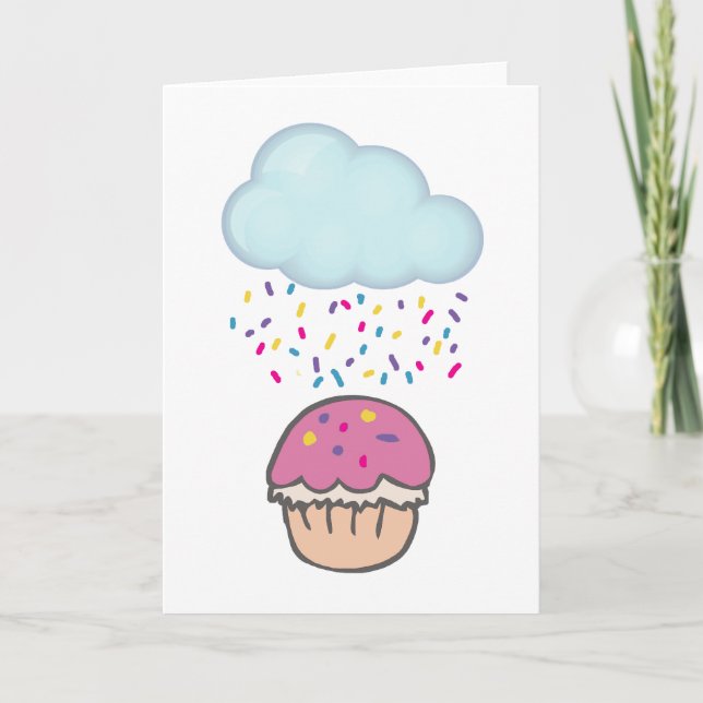 Regenfalten auf Cupcake Karte (Vorderseite)
