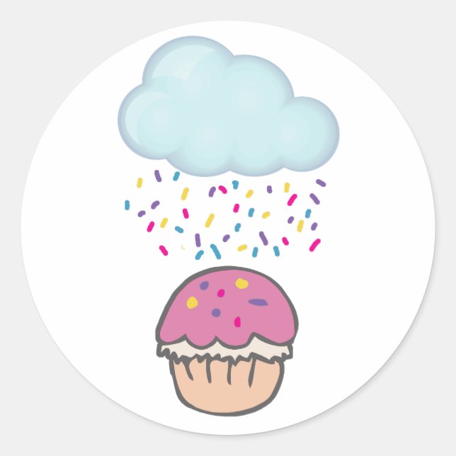 Regenfalten auf Cupcake Runder Aufkleber (Vorderseite)