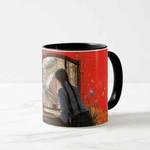 Regenfenster im Frühling Innenhof Kunst Tasse