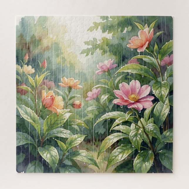 Regengarten-Kameliend Blumen Aquarell (Vertikal)