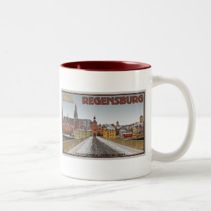 Regensburg - Ansicht von Steinerne Brücke Zweifarbige Tasse