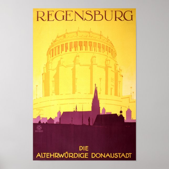 Regensburg Deutschland Vintage Travel Poster (Vorne)