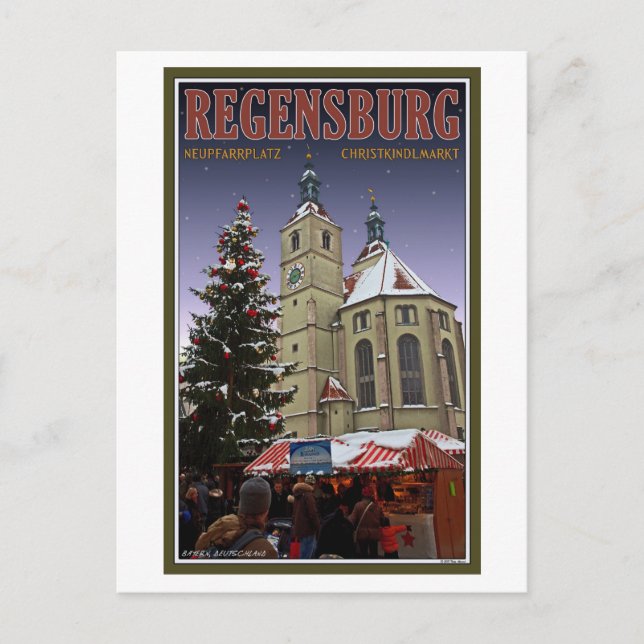 Regensburg Neupfarrplatz Feiertagspostkarte (Vorderseite)