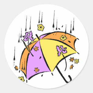 Regenschirm April-Schauer Runder Aufkleber