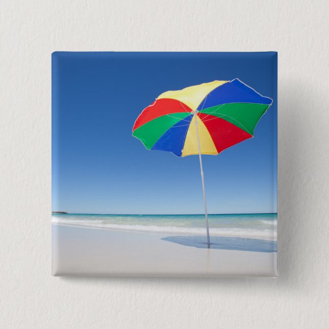 Regenschirm auf Strand | Australien Button (Vorderseite)