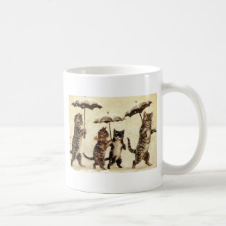 Regenschirm-Katzen-Parade-Katzen-Grafik durch Kaffeetasse
