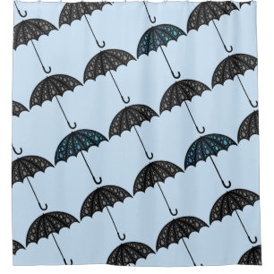 Regenschirm-Muster-blaues Grau Duschvorhang