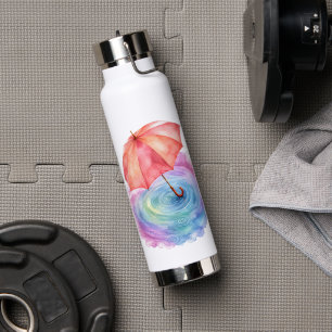 Regenschirm-Pastell-Wasserfarben-Kunst Trinkflasche