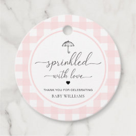Regenschirm Rosa Gingham mit Liebe Geschenkanhänger
