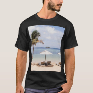 Regenschirme aus Tropenholz: weiß, Palm. T-Shirt