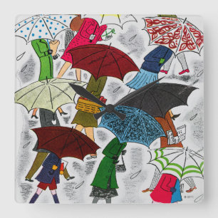 Regenschirme Quadratische Wanduhr