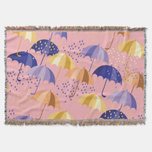 Regenschirme, Tropfen, buntes nahtloses Motiv. Decke