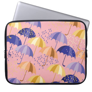 Regenschirme, Tropfen, farbenfrohes nahtloses Moti Laptopschutzhülle