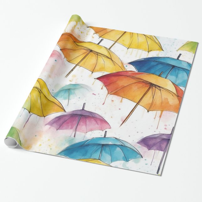 Regenschirme und Schauer Geschenkpapier (Ungerollt)