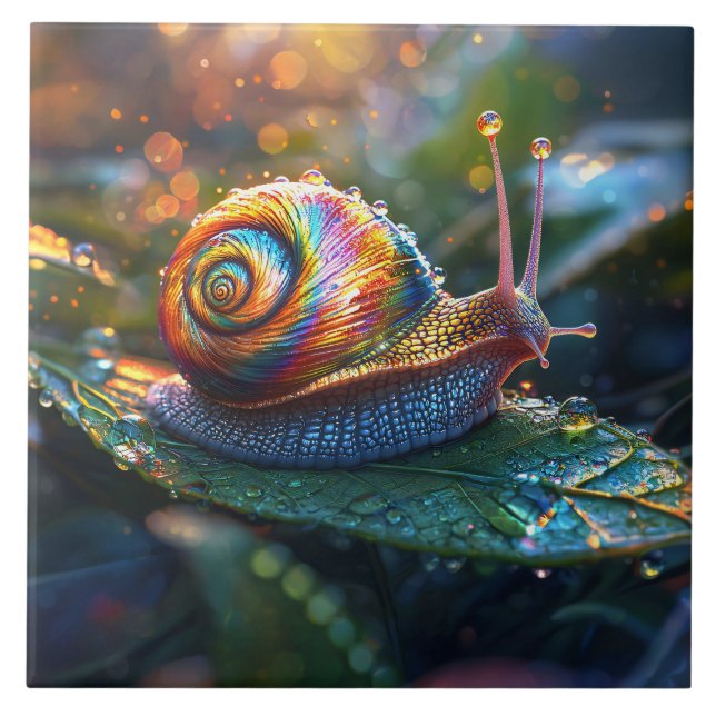Regenschnecke auf Blatt Fliese (Vorderseite)
