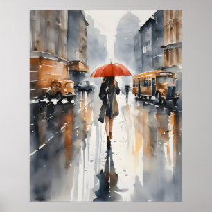 Regenstadt-Aquarellkunst Poster