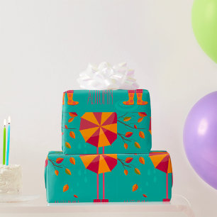 Regenstiefel und Herbstlaube Geschenkpapier