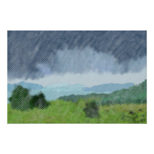 Regensturm über dem Land, Poster