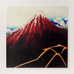 Regensturm unter dem Gipfel von Katsushika Hokusai