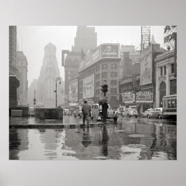 Regentag auf dem Times Square, 1943. Vintages Foto Poster