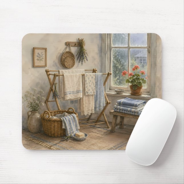Regentag-Cottage-Wäscheraum Mousepad (Mit Mouse)